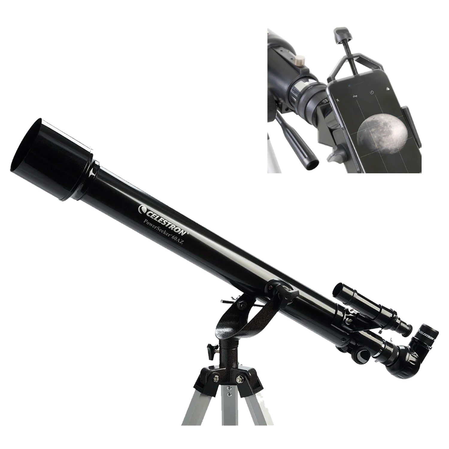 Telescopio Celestron PowerSeeker 60AZ + Adaptador Celular
